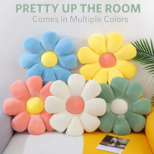 Miniatura 3 de Almohada de flores, almohadas con forma de margaritas de 15.7 pulgadas, lindas almohadas de suelo de flores, cojín de asiento, almohadas de felpa