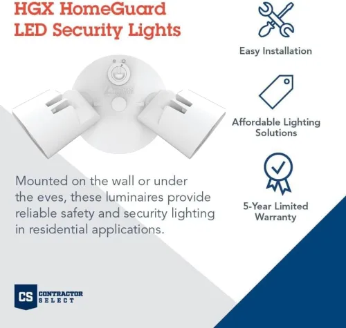 Miniatura 2 de Lithonia Lighting HomeGuard - 2 luces LED de inundación para exteriores, luces LED para exteriores, sensor de atardecer a amanecer, lúmenes Blanco