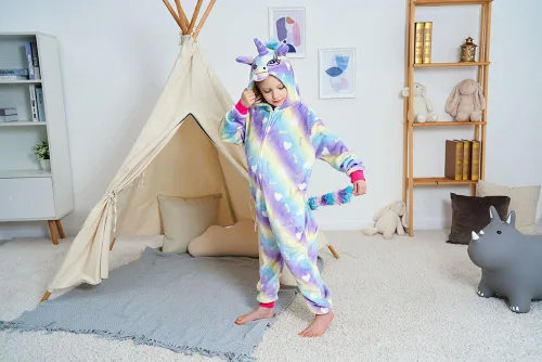 Miniatura 47 de Pijama de unicornio unisex para niños, enteritos para disfraz, Halloween