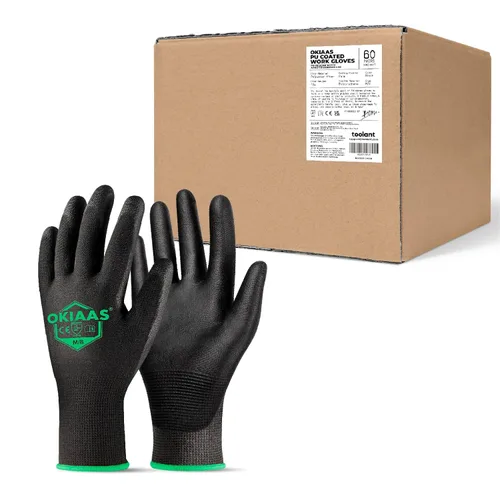 Miniatura 29 de OKIAAS Guantes de trabajo para hombre, guantes ultra delgados y ligeros con agarre, juego de 12 pares de guantes de construcción con revestimiento