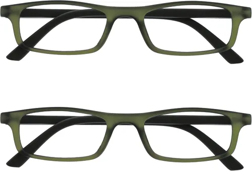 Miniatura 10 de OPULIZE TED - Lentes de lectura para mujeres y hombres, marco mate rectangular, ligero, estrecho, con bisagras de resorte, gris transparente +1.50