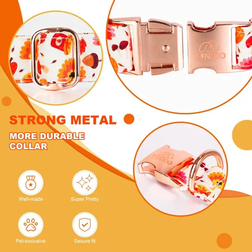 Miniatura 5 de Tunkoo Collar de perro con bonito patrón de calabaza y pavo con corbatín, duradero, ajustable y elegante, collar para mascotas de Acción de Gracias