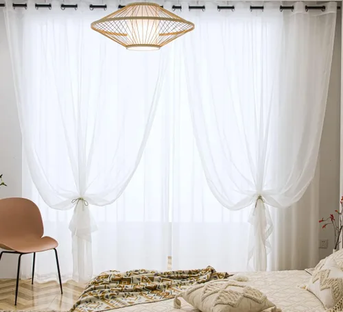 Miniatura 47 de PI - Cortinas traslúcidas con paneles pequeños, cortina transparente para ventana de cocina, mirador, 2 paneles