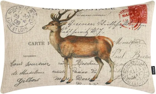 Miniatura 12 de TRENDIN Funda de almohada de Navidad de 18 x 18 pulgadas para sofá, casa de campo, decoración de invierno, funda de cojín cuadrada de lino