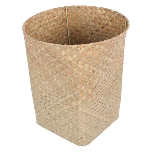 Alipis Papelera de paja: papelera tejida de ratán para dormitorio, papelera de oficina, cesta de almacenamiento de mimbre, contenedor decorativo