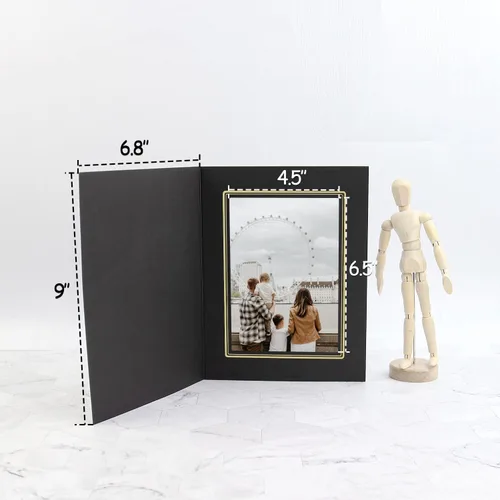 Miniatura 7 de Golden State Art, Paquete de 100 carpetas de fotos de 5 x 7, marco de cartón para fotos, tarjetas con marco de papel, saludos/invitación eventos