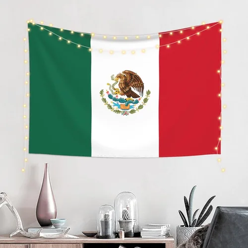 Miniatura 2 de JUHIOPOI Tapiz de pared con bandera de México, hippie mexicano para dormitorio y sala de estar (60 x 50 pulgadas)