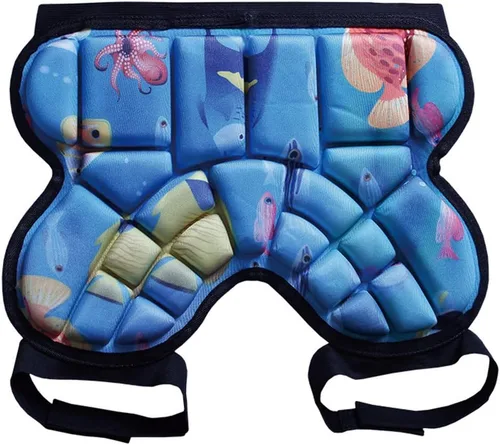 Topeter Pantalones cortos de protección de cadera para niños, almohadilla protectora para el trasero, protector deportivo Azul