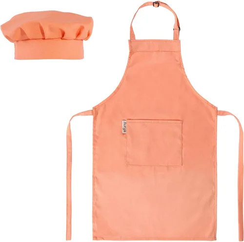Miniatura 5 de Juego de delantal y gorro de chef para niños - Delantal infantil ajustable para niños y niñas para cocinar, hornear, vajilla