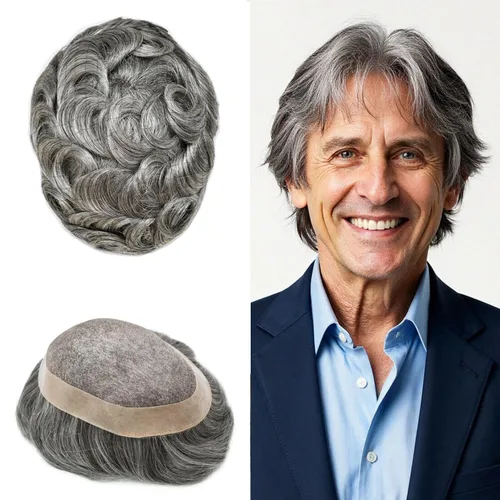Miniatura 93 de Mens Toupee Hair Piece For Men Fine Mono Men Hair System Toupee For Men Hair Piece Real Human Hair System For Men Protesis Capilar Para Hombre 6x9