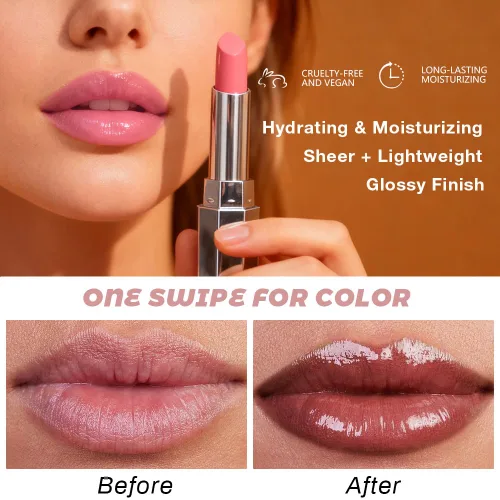 Miniatura 3 de Kaely - 2 piezas de bálsamo labial tintado de miel, lápiz labial de brillo hidratante para labios secos de mujer, maquillaje de mancha de brillo