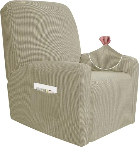 Miniatura 12 de JIVINER Fundas súper elásticas para sillas reclinables, de elastano, suave, con bolsillos, protector de muebles reclinables