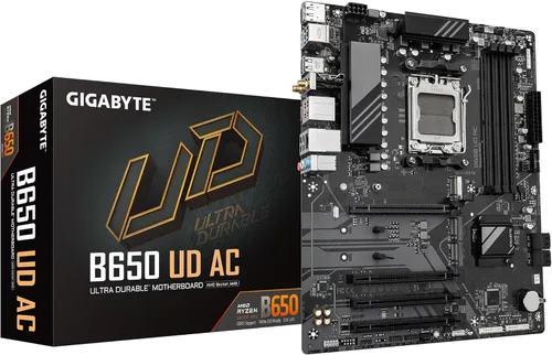GIGABYTE B650 UD AC (rev 1.0) Placa base AMD AM5 ATX, compatible con Ryzen serie 9000/8000/7000, DDR5, fase de potencia 6+2+2, PCIe 5.0 M.2, USB-C