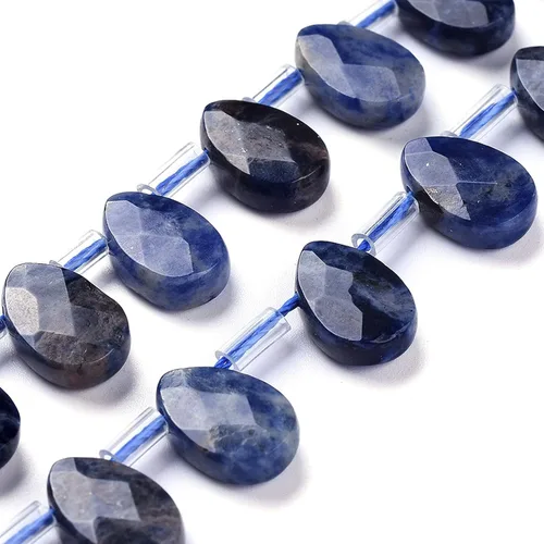 Miniatura 3 de Craftdady 30 cuentas de piedra natural de amazonita facetada con forma de lágrima perforada en la parte superior, cuentas sueltas de cristal