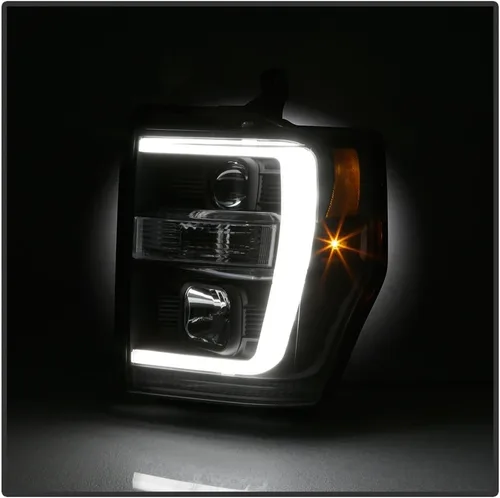 Miniatura 8 de ACANII - Para negro 2008 2009 2010 Ford F250 F350 Superduty Pickup LED tubo proyector faros faros Set izquierdo+derecho