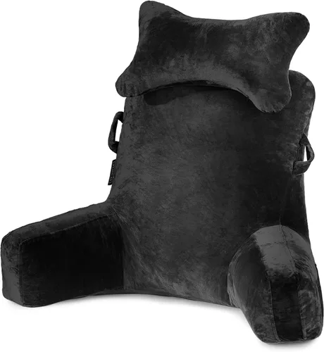 SLIGUY Almohada de Lectura - Almohada de Descanso para Cama con Rollo de Cuello Desmontable y Brazo de Soporte Más Alto para Sentarse en la Cama,