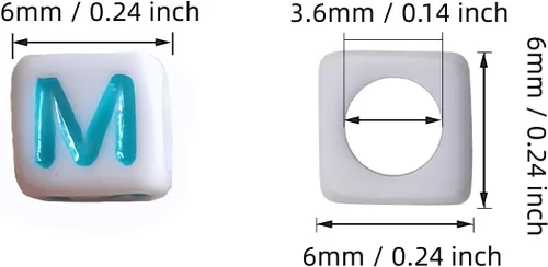 Miniatura 2 de Xeahung 200 cuentas de letras acrílicas cuadradas multicolor para hacer joyas, llaveros de bricolaje, collares, pulseras, decoraciones