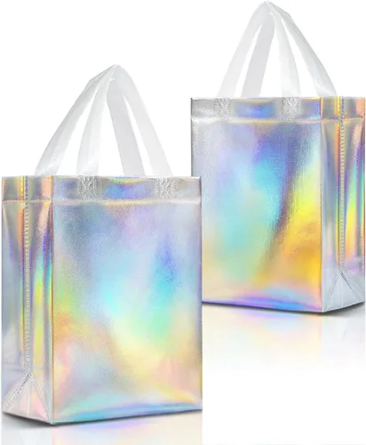 Miniatura 21 de Nush Nush Bolsas de regalo negras y doradas de tamaño mediano, juego de 12 bolsas de regalo reutilizables con asa