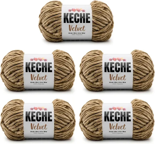 Miniatura 55 de Keche Hilo de terciopelo para ganchillo, manta de felpilla suave, voluminosa, hilo amigurumi, 3.53 oz (132 yardas), color azul bebé