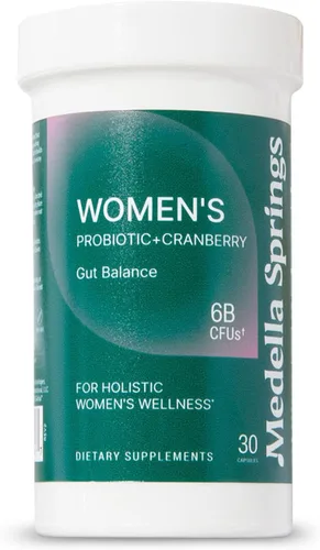 Medella Naturals Probióticos para mujeres con prebióticos y arándanos - 6 mil millones de UFC, 4 cepas dirigidas para la salud vaginal, equilibrio