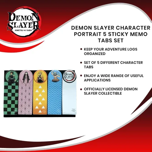 Miniatura 7 de Retrato de personaje de Demon Slayer 5 pestañas adhesivas de notas Marcadores de página de libros, papel de papelería para notas de trabajo