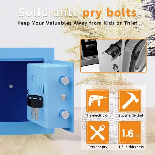 Miniatura 7 de PATRON Pequeña caja fuerte con llave, mini caja fuerte para dinero, pequeñas cajas fuertes para monedas para el hogar con código, pequeña caja