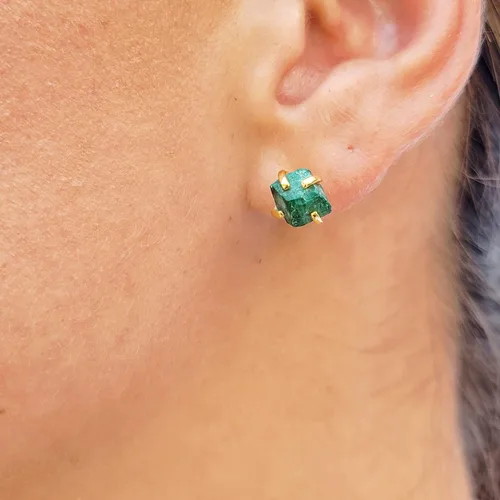 Miniatura 38 de Aretes de piedra preciosa natural en bruto con oro amarillo sobre plata de ley 925, 6 a 0.276 in, regalo de piedra de nacimiento de calidad genuina