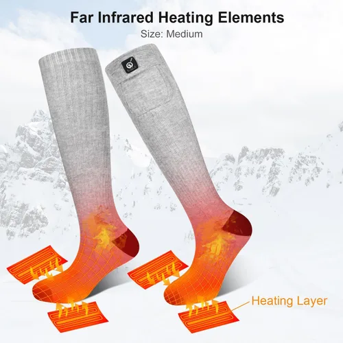Miniatura 7 de Calcetines térmicos para hombres y mujeres, 7.4 V 2200 mAh, batería recargable eléctrica, calcetines de invierno cálidos, calcetines de calefacción