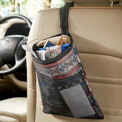 Miniatura 7 de HIGH ROAD - Bolsa de basura para automóvil con forro a prueba de fugas y bolsillo de almacenamiento Negro