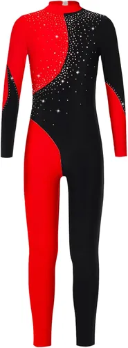 iiniim Enterizo de manga larga con cuello alto para niños y niñas, overol de una pieza de cuerpo completo, leotardo de gimnasia, trajes de baile