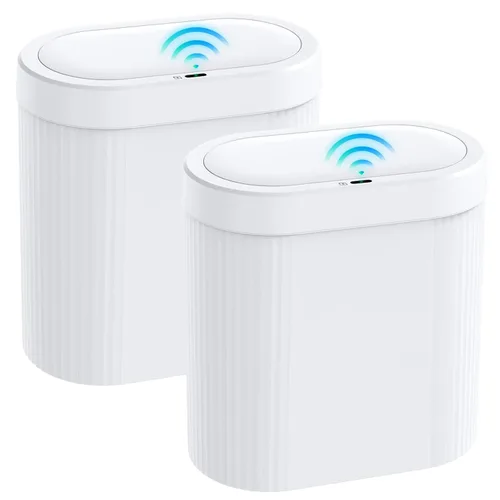 Miniatura 8 de jinligogo Basurero de baño de 5 galones con tapa, sensor de movimiento automático, color negro, cubo de basura delgado e impermeable sin contacto