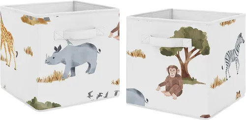 Miniatura 9 de Sweet Jojo Designs Juego de 2 cubos de almacenamiento plegables de tela (dinosaurio de acuarela de dinosaurio) para niños, bebés, niños, cajas