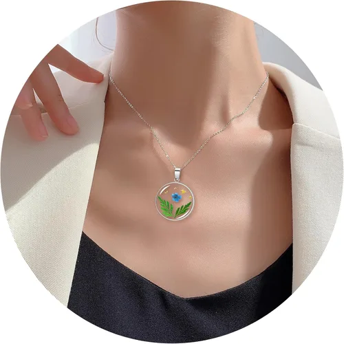 Miniatura 133 de Pressed Flower Necklace Gift for Women Personalized Handmade Necklaces Birth Flower Necklace