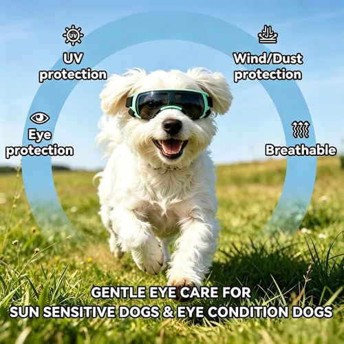 Miniatura 5 de ENJOYING Lentes de sol para perros de razas pequeñas, antirayos UV para perros pequeños, resistentes al viento, protección de ojos de perro
