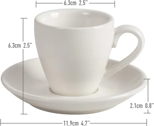Miniatura 3 de Taza de café espresso de porcelana ionEgg con platillo, taza de café expreso, 80ml/2.7Oz, color blanco