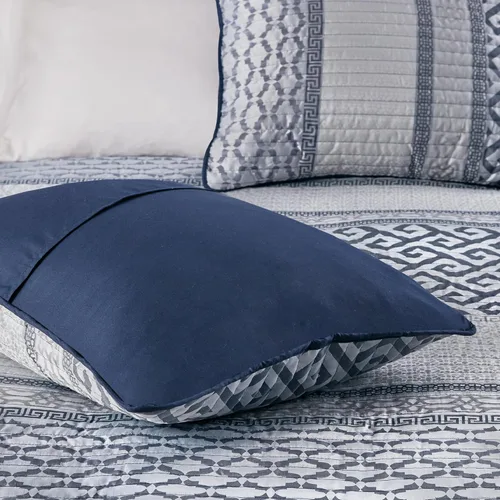 Miniatura 4 de Madison Park - Juego de colchas de lujo con diseño de rayas jacquard - para todas las estaciones, colcha de cama ligera, fundas, almohada Azul