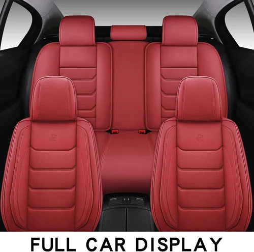 Miniatura 9 de Juego completo de fundas de asiento de automóvil de piel sintética de cobertura completa, fundas de asiento para automóviles, SUV, camionetas, cojín
