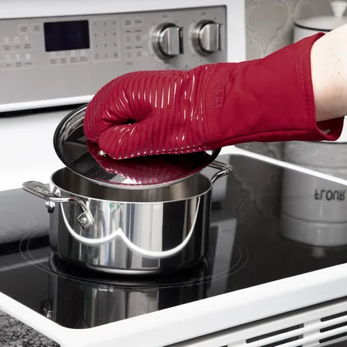 Miniatura 6 de All Clad Manopla de Horno de Silicona: Resistente al Calor hasta 500 Grados - 100% Algodón y Silicona, Manopla de Horno de 14"x7" para Cocina y Chili