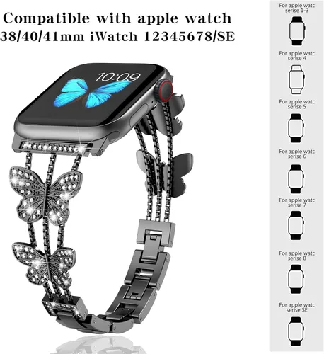 Miniatura 7 de Compatible con Apple Watch Band de 1.99, 1.77, 1.73, 1.65, 1.61, 1.57 y 1.49 pulgadas, pulsera elegante de metal brillante para mujer para iWatch