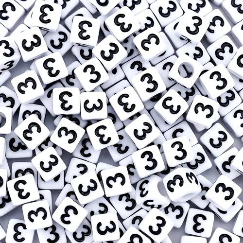 Miniatura 12 de 300 piezas de cuentas de número 0 redondas de 4x7mm, cuentas de número acrílico individual para hacer pulseras con dijes Redondo - 0