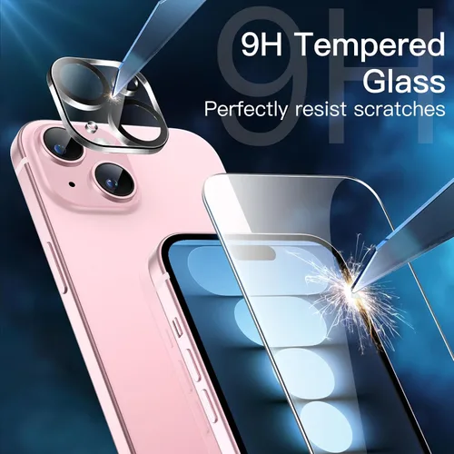 Miniatura 3 de JETech Protector de pantalla para iPhone 15 de 6.1 pulgadas con protector de lente de cámara, sin burbujas, herramienta de fácil instalación