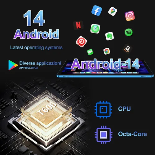 Miniatura 4 de DMOAO Tablet 2025 Tablet Android 14 de 11 pulgadas con 128 GB + 20 GB de almacenamiento grande, Octa-Core 2.0Ghz, 8000mAh, carga rápida de 18 W