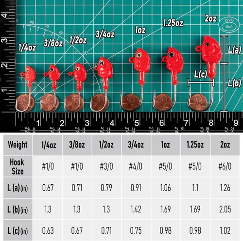 Miniatura 2 de Dr.Fish Paquete de 10 Cabezas de Jig para Swimbait, Cabezas de Jig de Pesca en Agua Salada Ojos 3D Anzuelos de Acero de Alto Carbono Señuelos de Rojo
