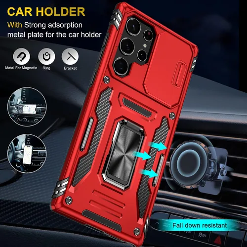 Miniatura 6 de Funda para Galaxy S22 Ultra, funda protectora para cámara deslizante con anillo giratorio y soporte a prueba de golpes para Samsung Galaxy S22