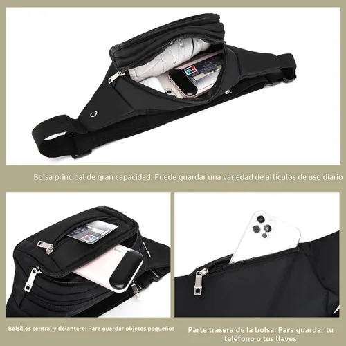 Miniatura 5 de FREETOO - Cangurera con correa ajustable para hombres y mujeres; para entrenamiento, viajes, correr, senderismo, ciclismo, uso casual, uso al aire
