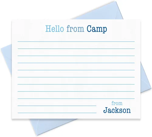 Juego de tarjetas de notas personalizadas para campamento de verano y sobre para niños, lindo juego de escritura para niños para notas de campamento