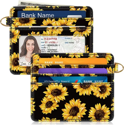 Miniatura 15 de Bolsillo frontal minimalista delgado con bloqueo RFID para tarjetas de crédito, cartera pequeña, bonita funda para tarjetas para mujeres, beige