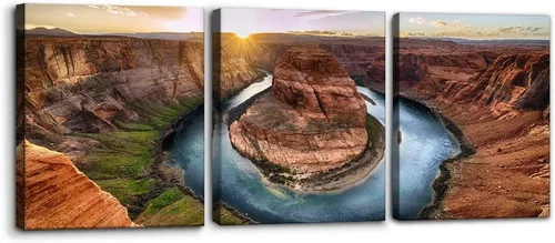 Miniatura 29 de Pacimo 3 Piezas Arte de Pared Verde Pintura Parque Nacional Yosemite Lago de Agua Clara Montañas Árboles Rocas Imágenes Impresiones en Lienzo