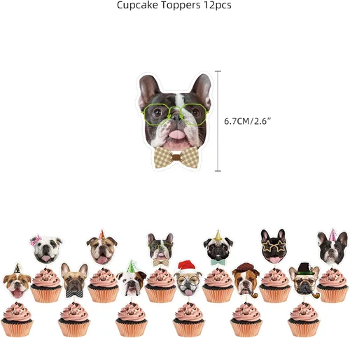 Miniatura 6 de Decoraciones de fiesta de bulldog francés, recuerdos de fiesta, incluye fondo de 3.2 x 4.9 pies, lindo cartel temático de bulldog inglés francés