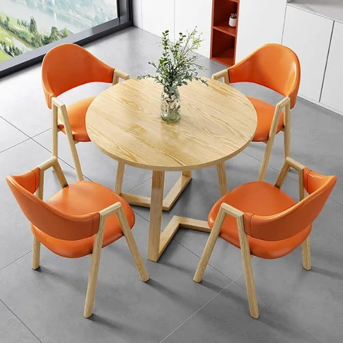 Miniatura 10 de YVYKFZD Office Reception Room Club Table and Chair Set, Simple Kitchen Dining Table Set for 4, Round Conference Table with Metal Legs, Small Cyan